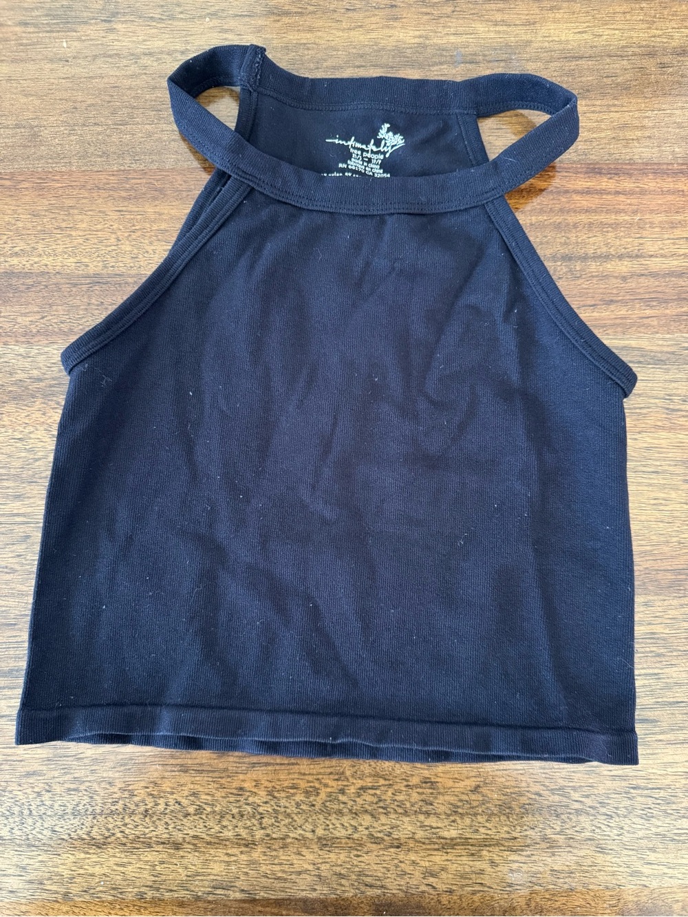 Free People Black Halter Crop Tank